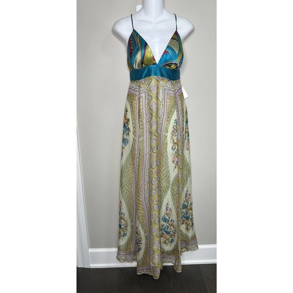 NWT~ SINGLE Brand 100%Silk Exotic Print Maxi Long Dress ~ S - Picture 2 of 12